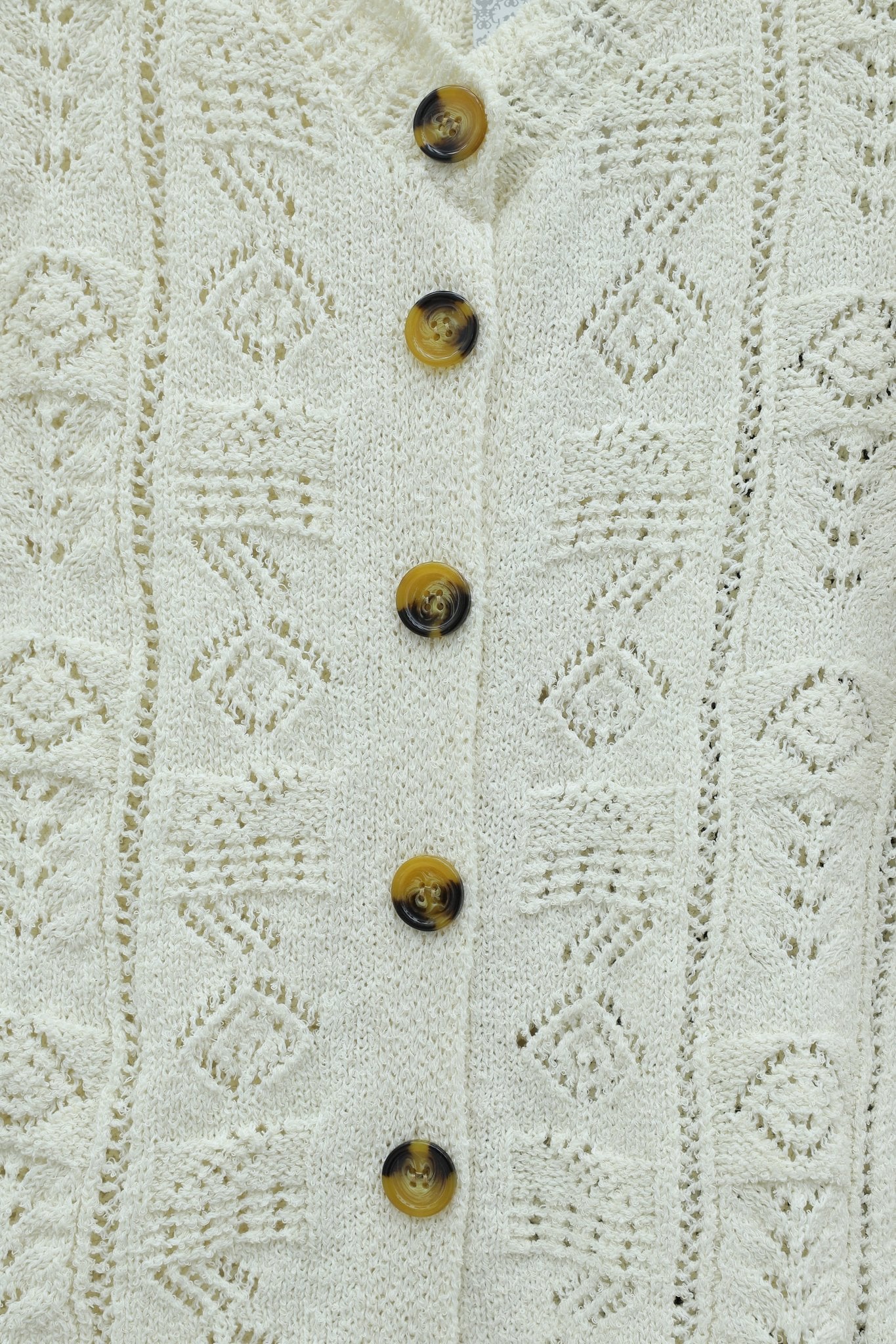 Cream Lace-Trim Patterned Buttoned Knit Cardigan - Podyumplus - by Peralane - photo 7