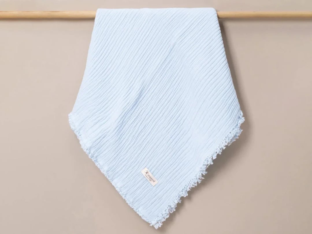 Muslin Baby Blanket - Light Blue - Cayzen - by Peralane