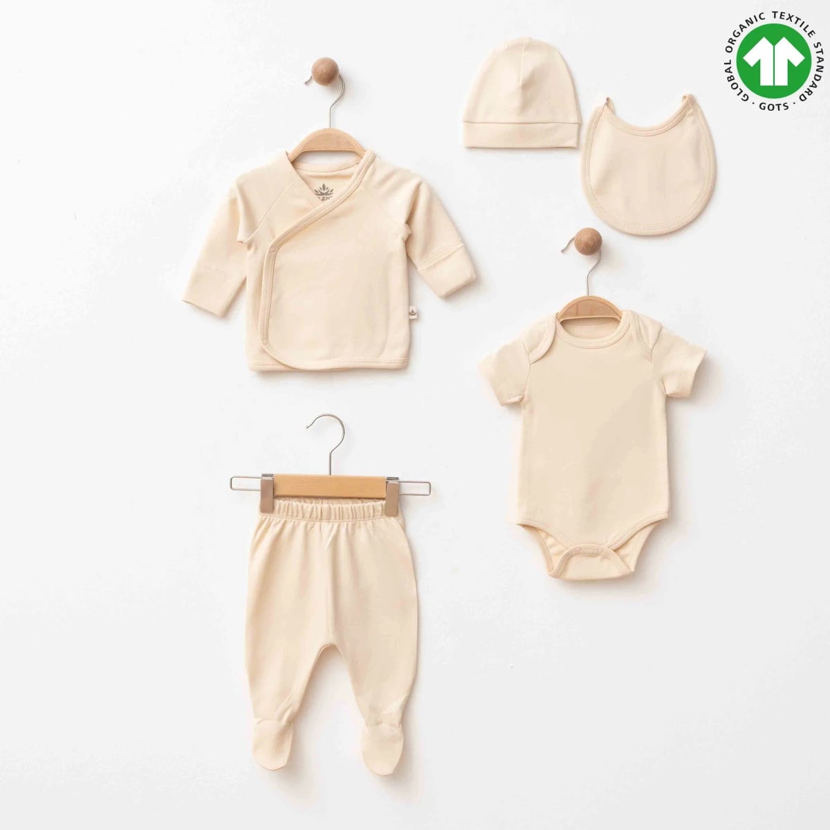 Organic 5 Piece Newborn Set in Beige - ESL-2316 - Eslenza - by Peralane