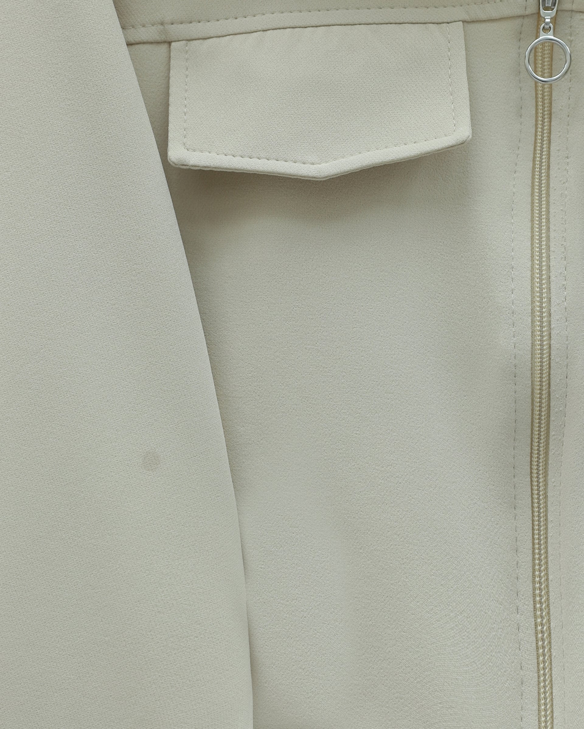Zip-Front Two-Piece Set with Elastic Waist and Cuffs - Beige - Podyumplus - by Peralane - photo 3