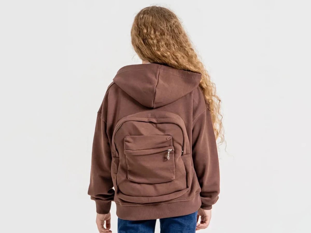 Girls' Brown Hoodie with Backpack Pocket - ÖZ Bebe - by Peralane