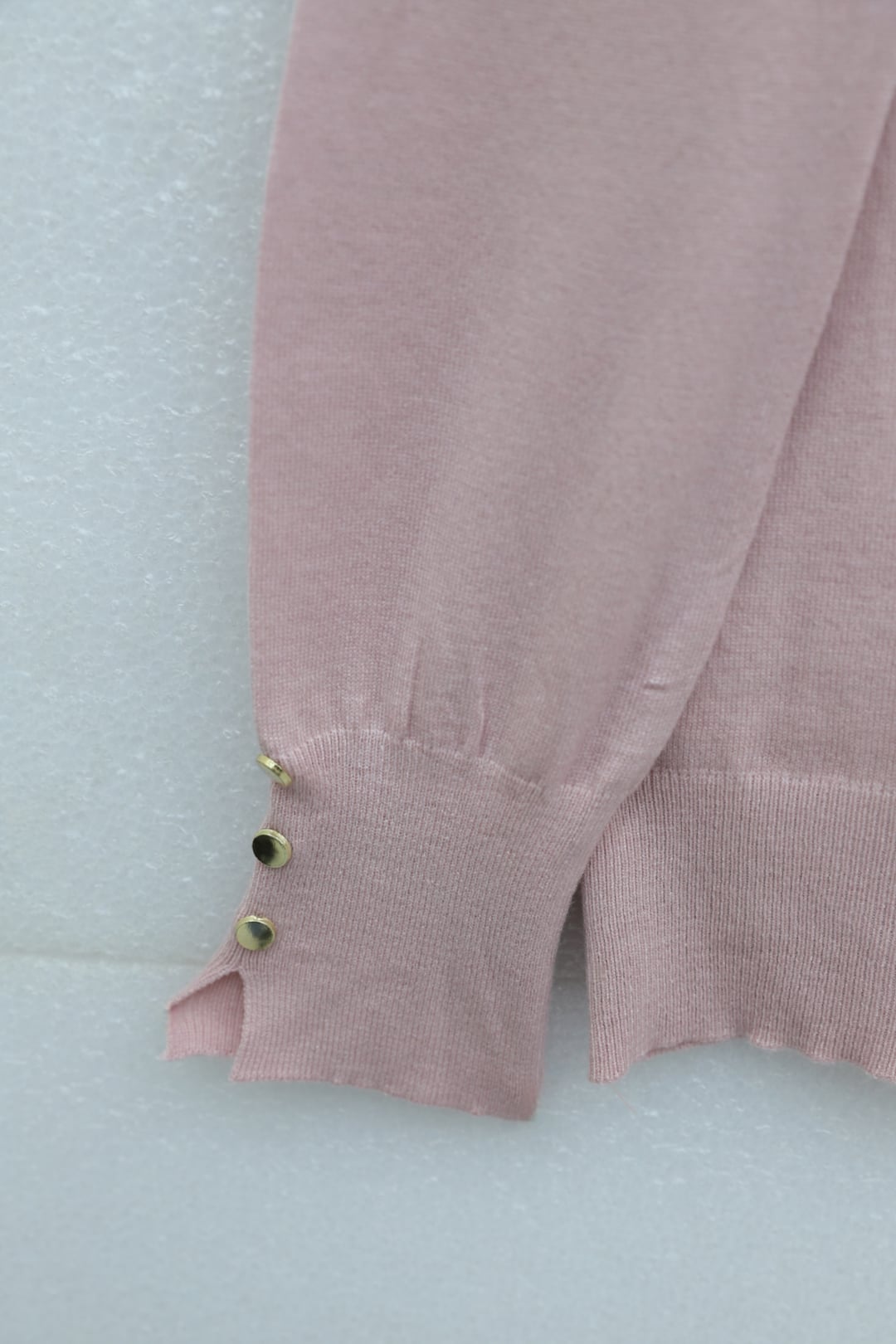 Women's Round Neck Knit Tunic with Button Cuff Detail - Powder Pink - Podyumplus - by Peralane - photo 5