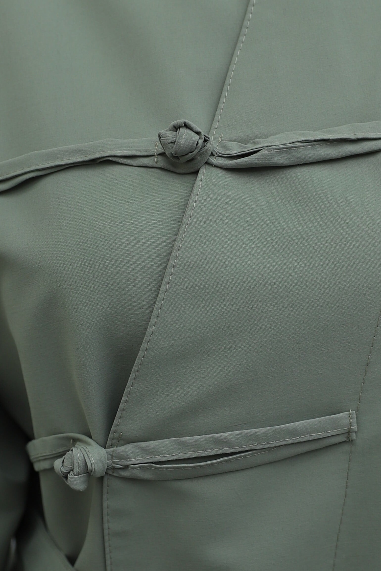 Frog Closure Slit Belted Trench Coat in Light Sage Green - Podyumplus - by Peralane - photo 7