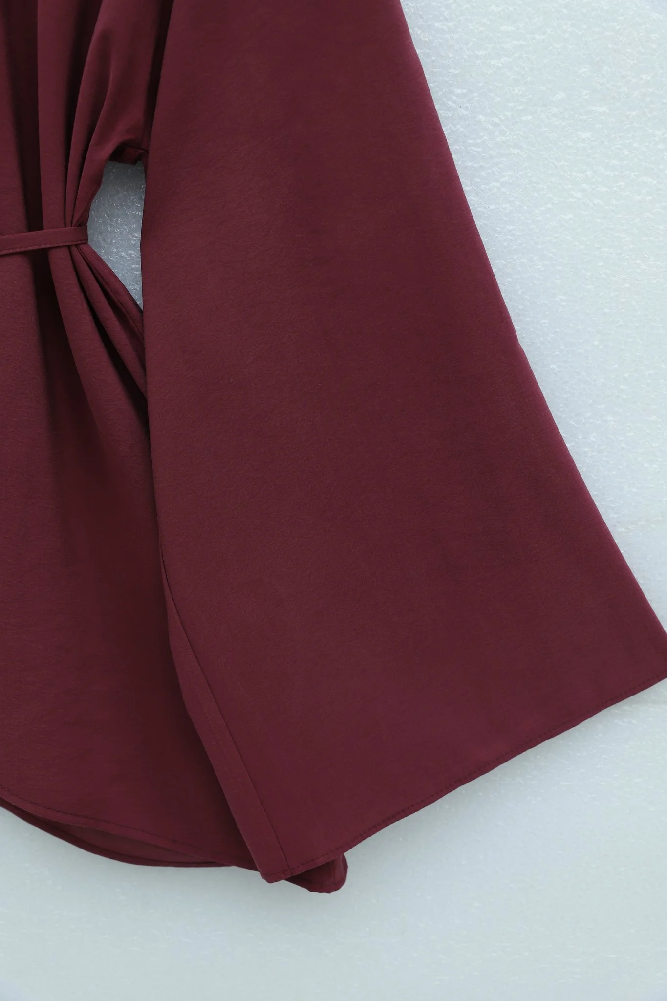 Burgundy Asymmetric Tie-Waist Oversize Modal Tunic - Podyumplus - by Peralane - photo 8