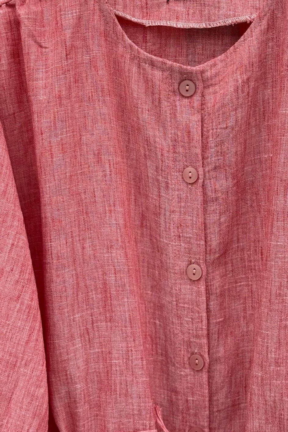 Dusty Rose Button-Front Tie-Waist Linen Look Two-Piece Set (Blouse and Skirt) - Podyumplus - by Peralane - photo 7