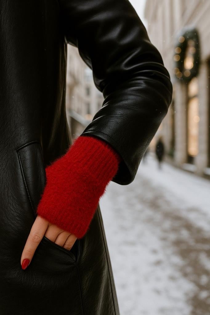 Fingerless Gloves with Plush Detail for Women - Nesvay - by Peralane