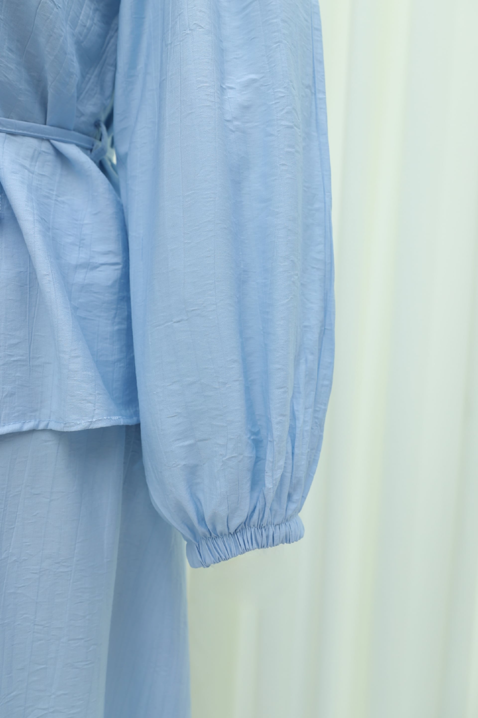 Ruffle Front Long-Sleeve Blouse and Maxi Skirt Co-ord Set in Baby Blue - Podyumplus - by Peralane - photo 7