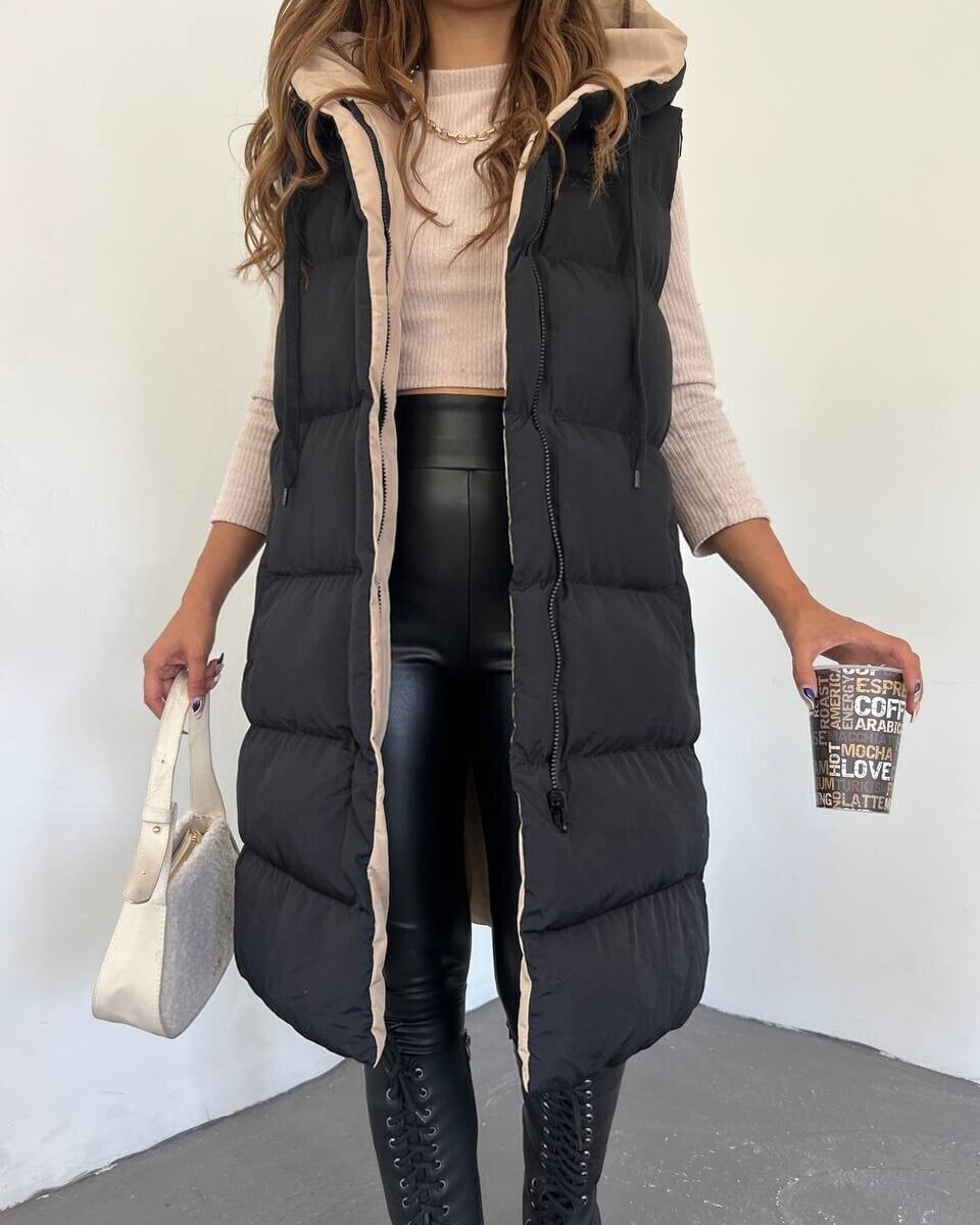 Black Reversible Hooded Puffer Vest - Podyumplus - by Peralane - photo 2