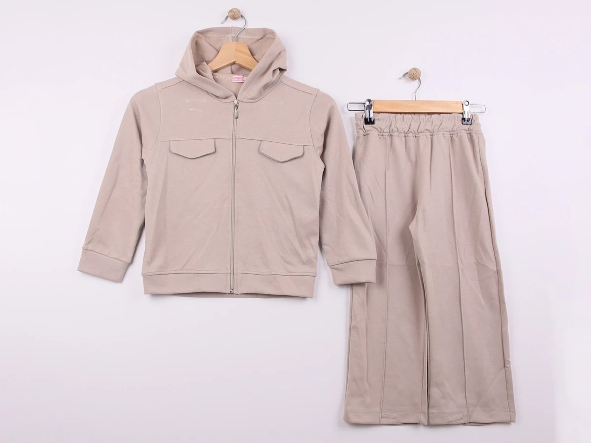Girls' Hooded Tracksuit Set - Brown - CMK - by Peralane