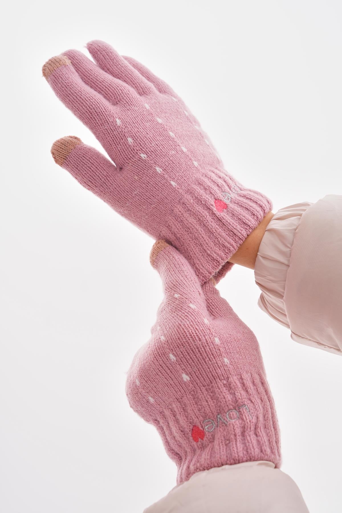 14703 Love Embroidered Touchscreen Women's Pink Gloves - Nesvay - by Peralane - photo 5