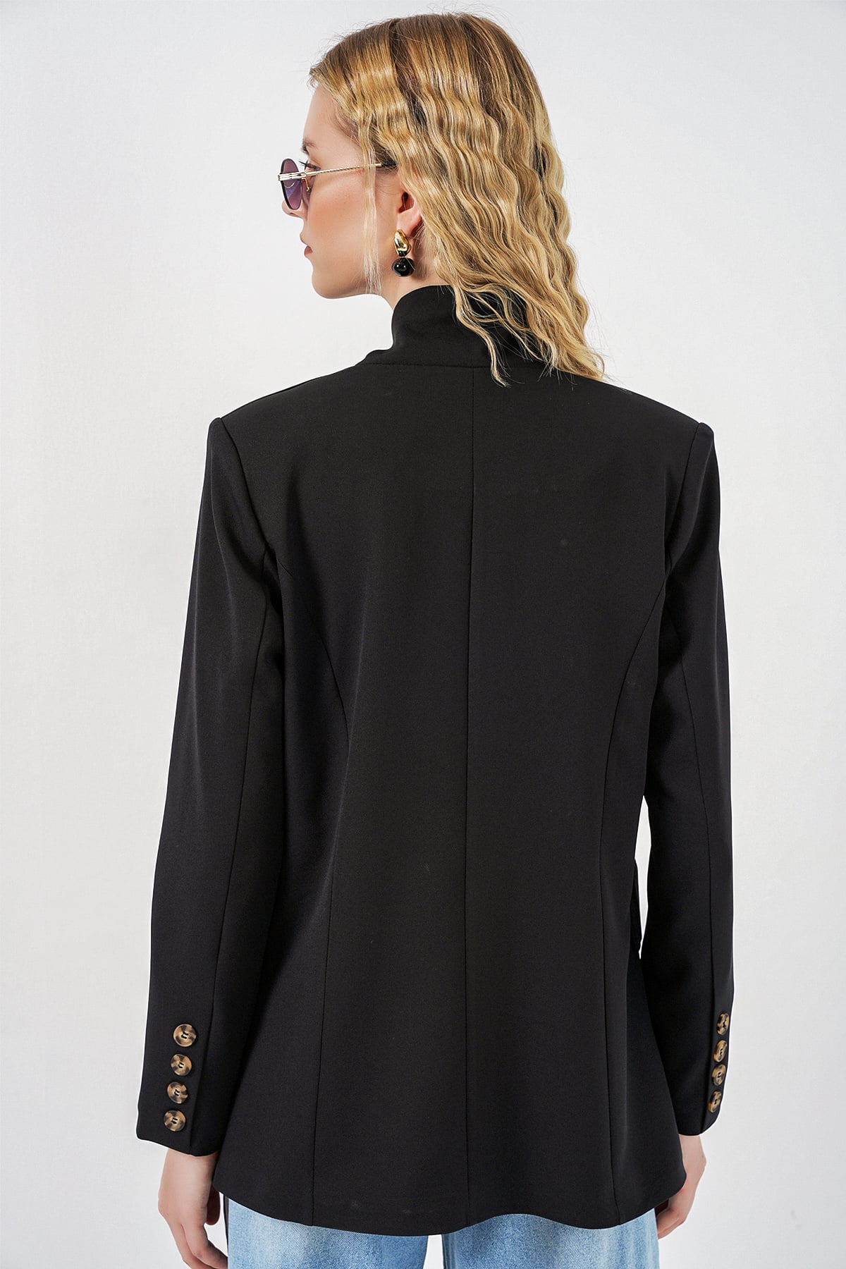 Women's Single Button Oversize Blazer Jacket 0749 - Black - Bigdart - by Peralane - photo 6