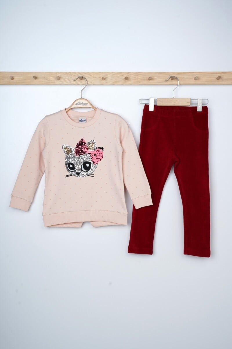 Girls' 2-Piece Sweatshirt and Leggings Set - Salmon - Elnino - by Peralane