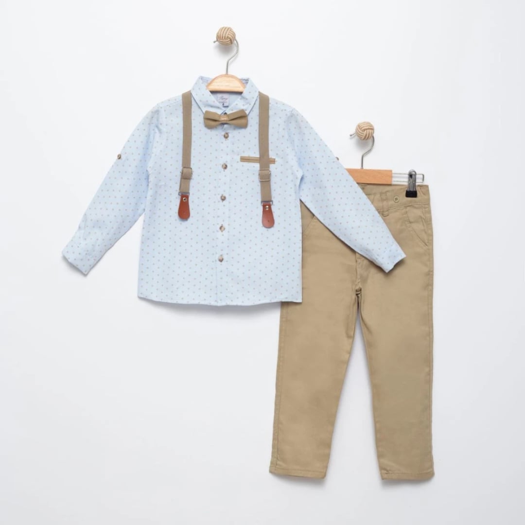 Oxford Fabric Set with Suspender Belt Light Blue Shirt - 6318 - Terry - by Peralane