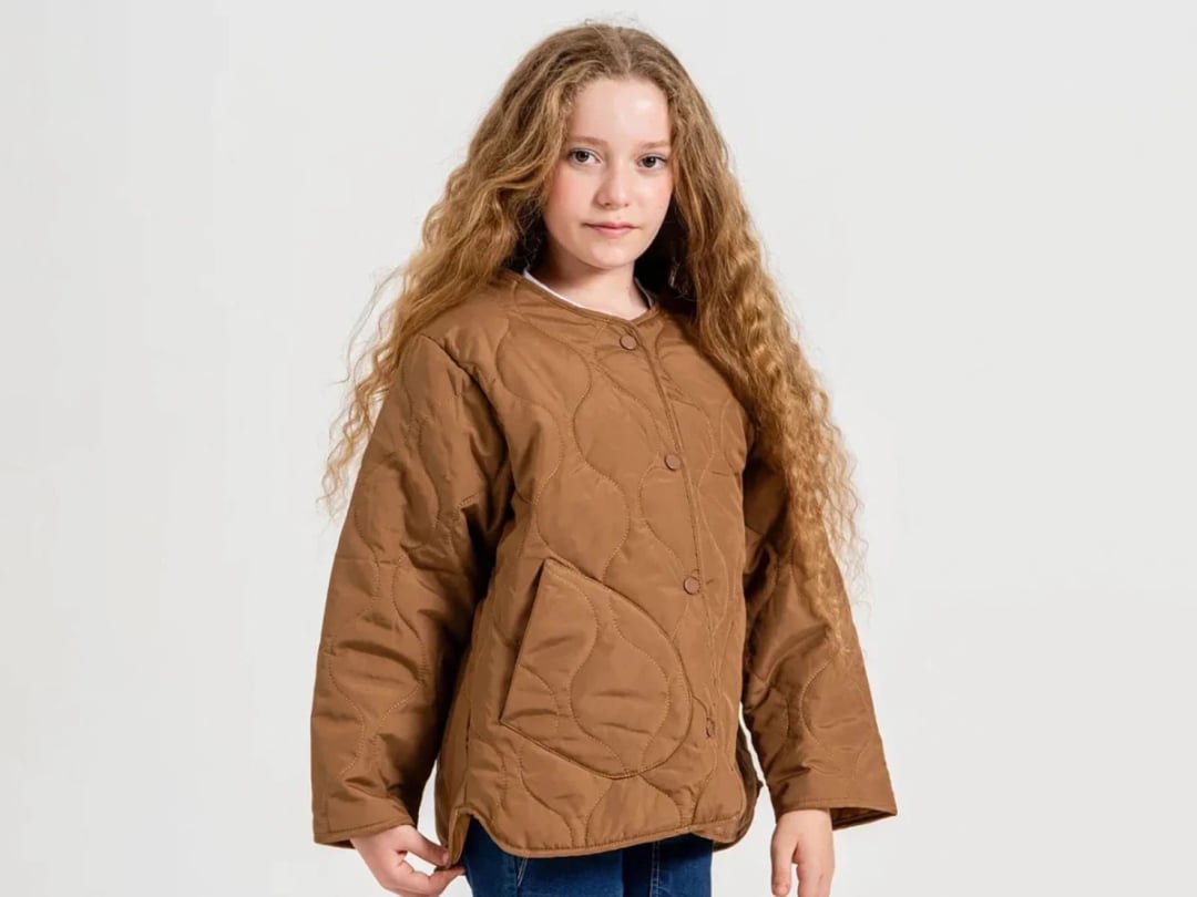 Brown Diamond Quilted Girls' Jacket with Buttons - ÖZ Bebe - by Peralane