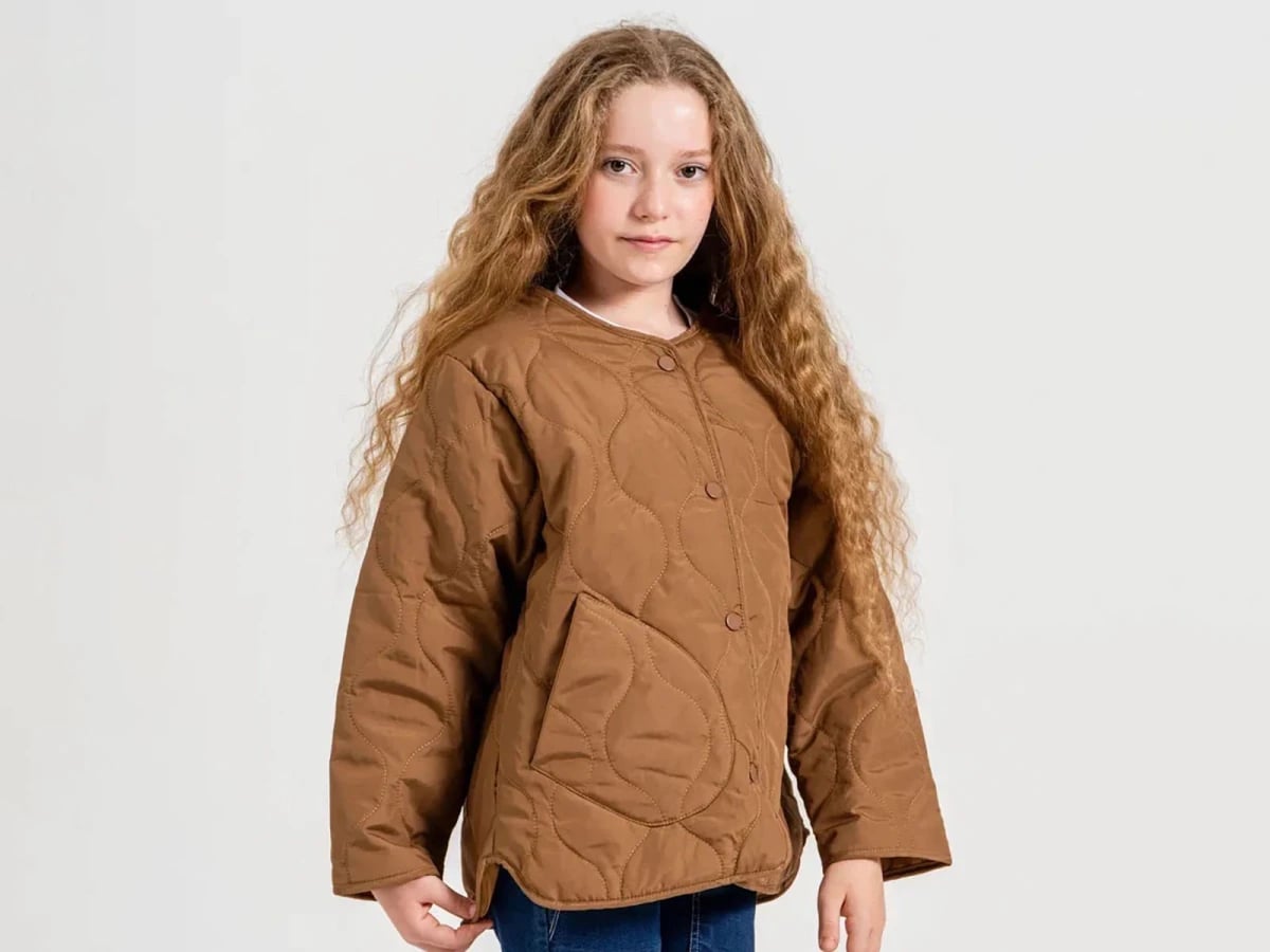 Brown Diamond Quilted Girls' Jacket with Buttons - ÖZ Bebe - by Peralane