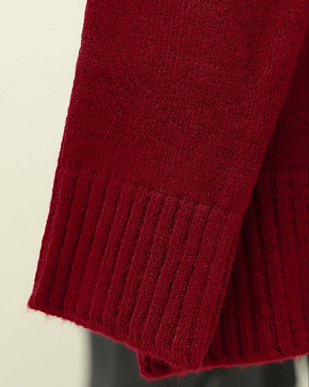 Bike Neck Ribbed Hem Relaxed Knit Sweater - Red - Podyumplus - by Peralane - photo 5
