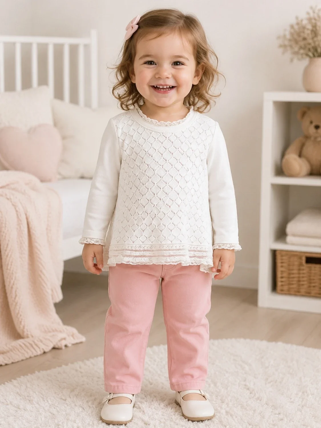 2-Piece Knitted Children's Set - White - Has Bereket - by Peralane