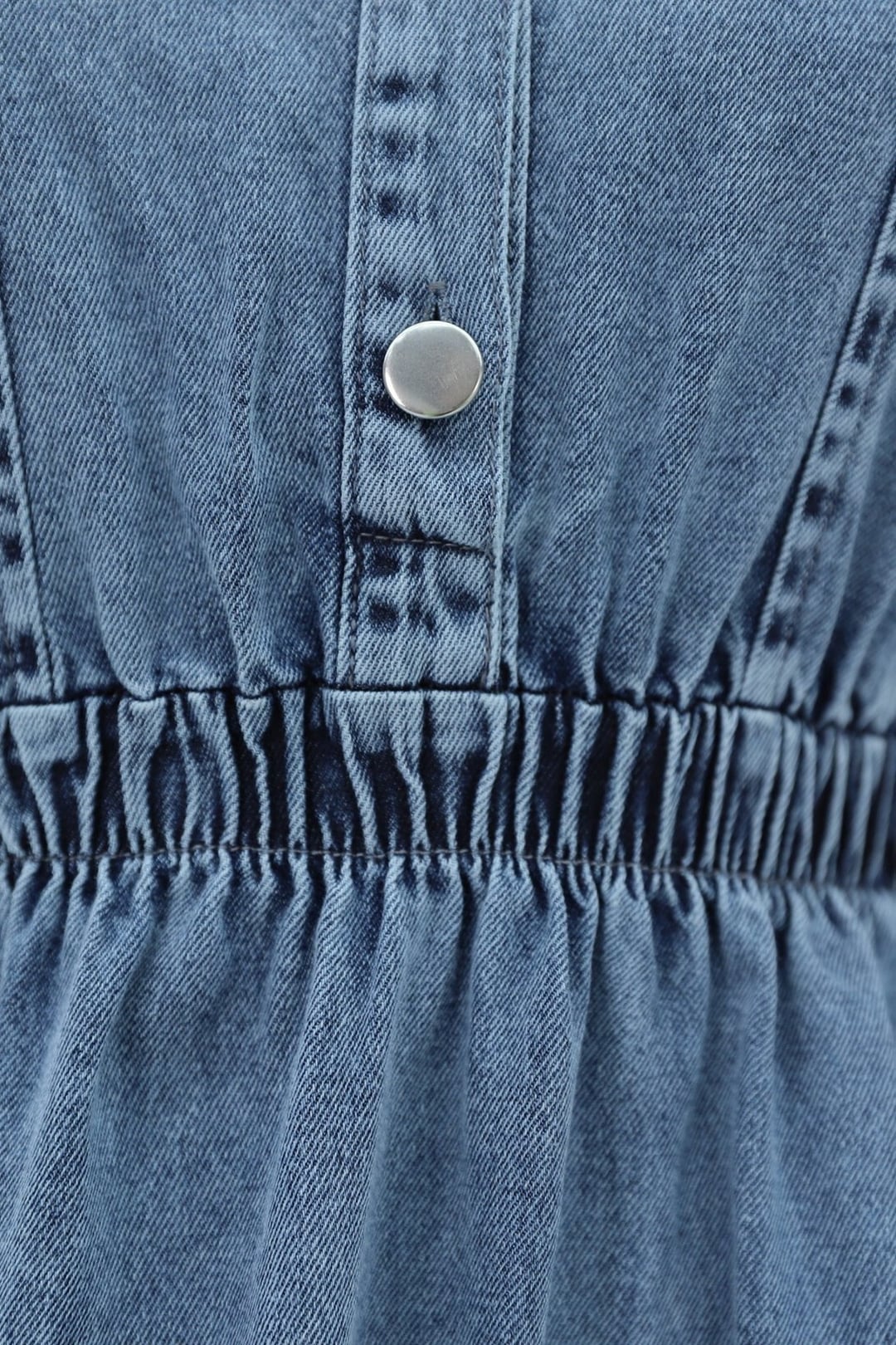 Half-Button Elasticated Waist Denim Dress - Ice Blue - Podyumplus - by Peralane - photo 5