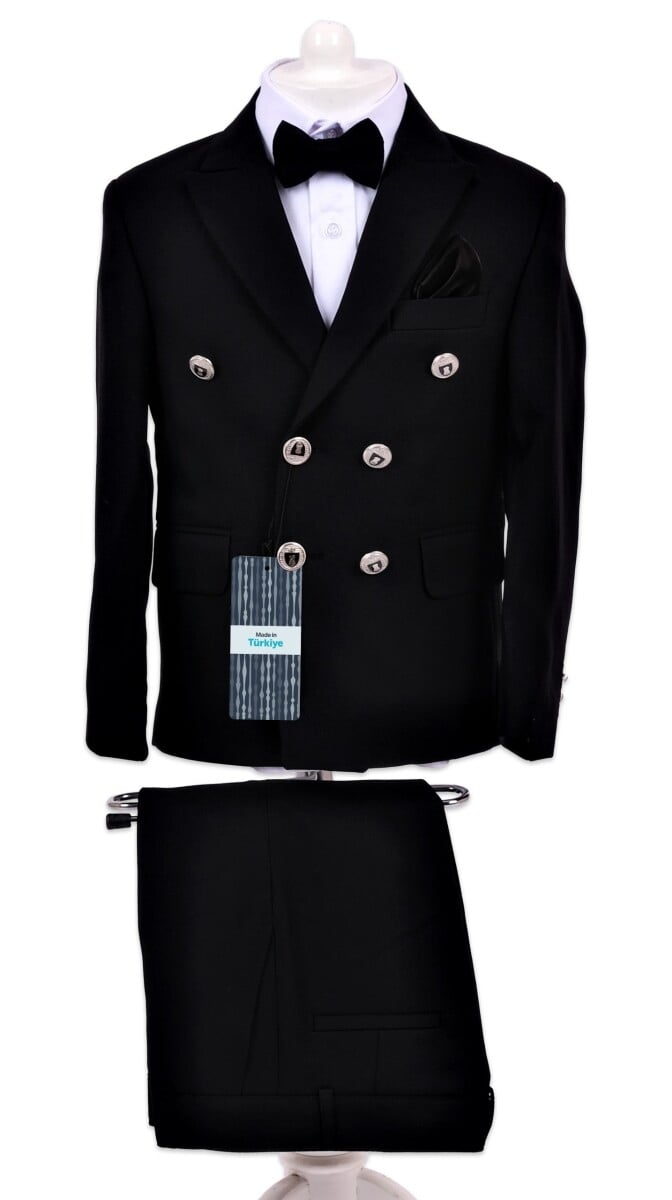 Boys' Suit Set with Jacket and Trousers, Black, Ages 13-16 - Terry - by Peralane