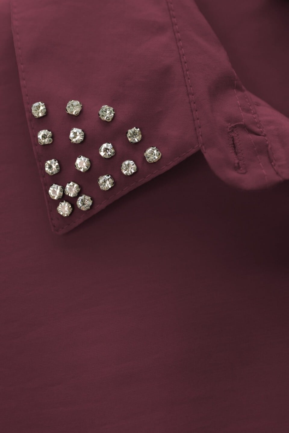 Burgundy Studded Collar Tie-Waist Tunic and Wide-Leg Trouser Set - Podyumplus - by Peralane - photo 7