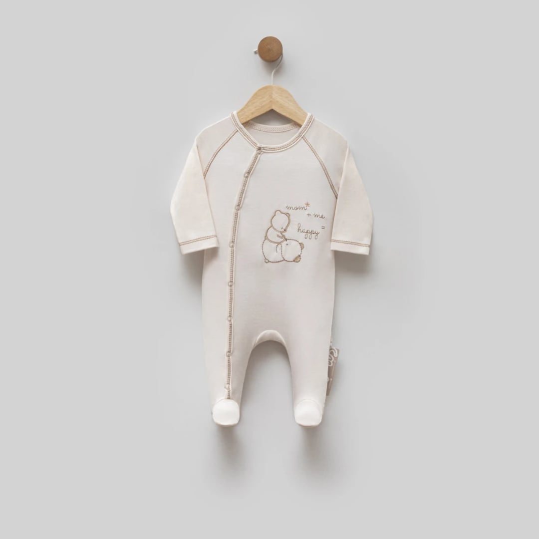 Baby Romper with Feet and Bear Embroidery - Pack of 3 - Flexi Baby - by Peralane
