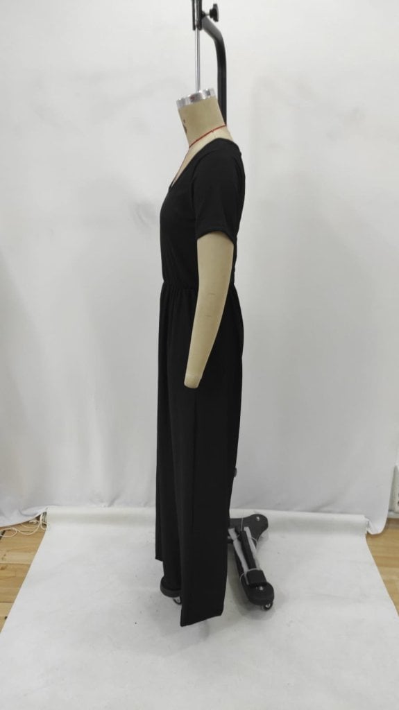 Women's Black Short Sleeve Scoop Neck Jersey Jumpsuit - Janes - by Peralane - photo 7