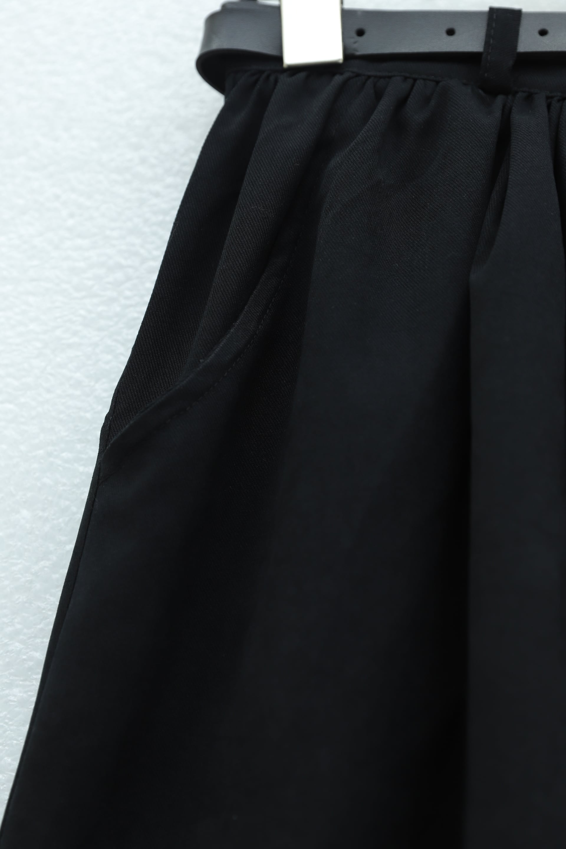 Black Pleated Belted Skirt with Side Pockets and Zip - Women's - Podyumplus - by Peralane - photo 6