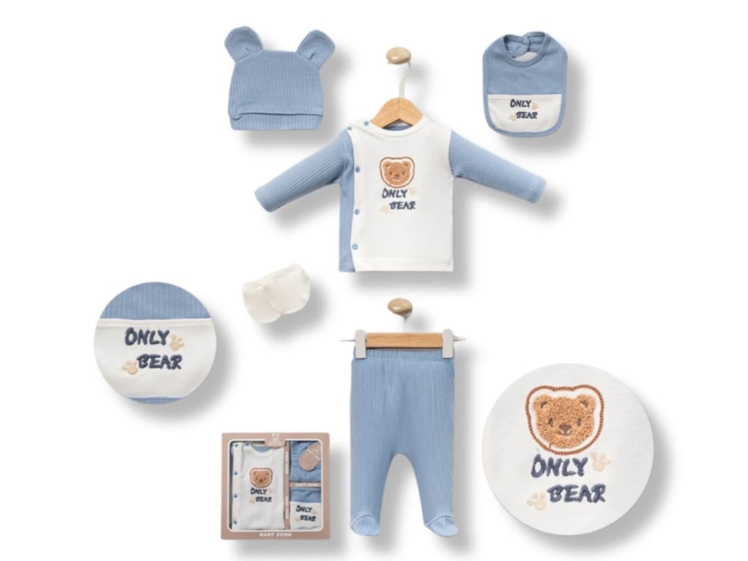 Only Bear Print Baby Boy Hospital Exit 5-Piece Set - Baby Zuhu - by Peralane
