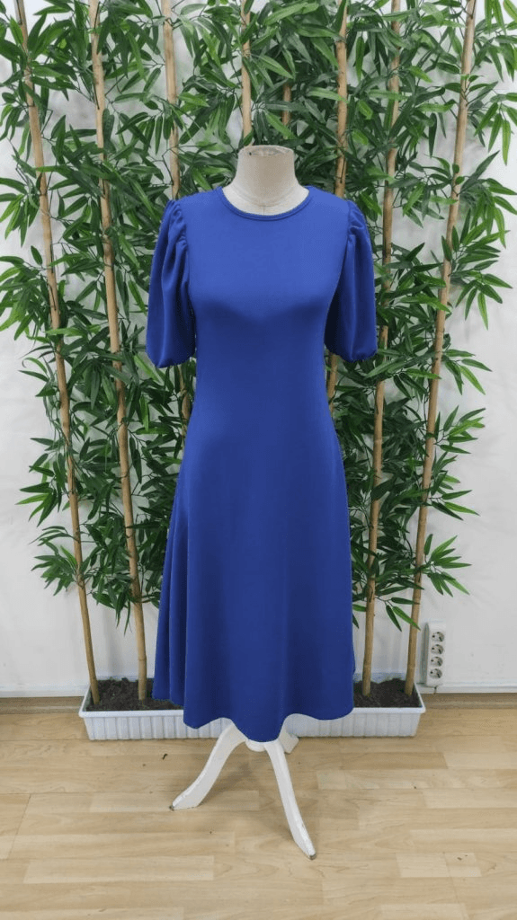Women's Short Puff Sleeve Crew Neck Wide Cut Sequin Crepe Dress - Janes - by Peralane - photo 4