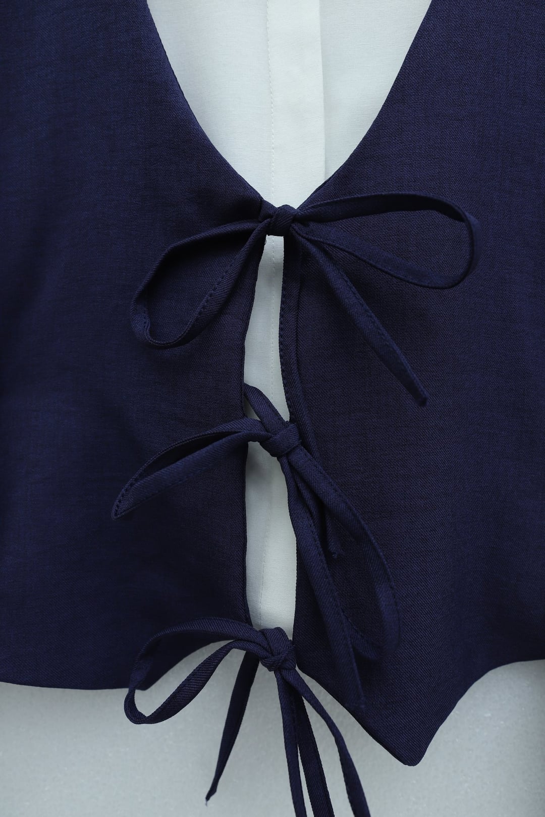 Navy Blue Front-Tie Vest and Wide-Leg Trouser Two-Piece Set - Podyumplus - by Peralane - photo 7