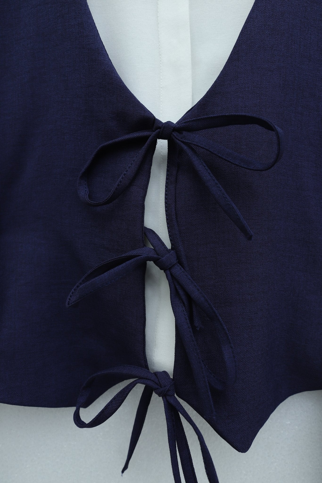 Navy Blue Front-Tie Vest and Wide-Leg Trouser Two-Piece Set - Podyumplus - by Peralane - photo 7