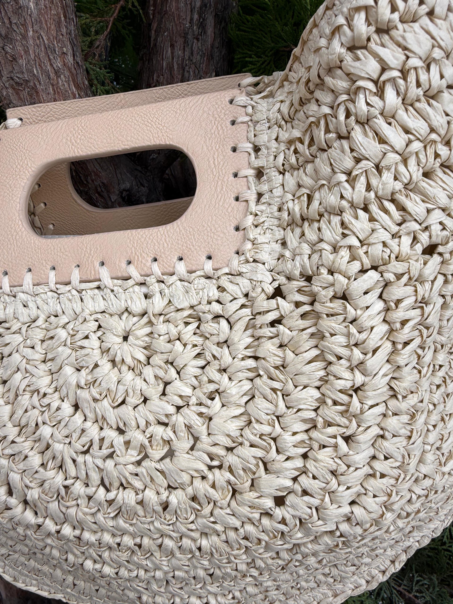 Beige Zippered Straw Beach Bag - Nesvay - by Peralane - photo 4