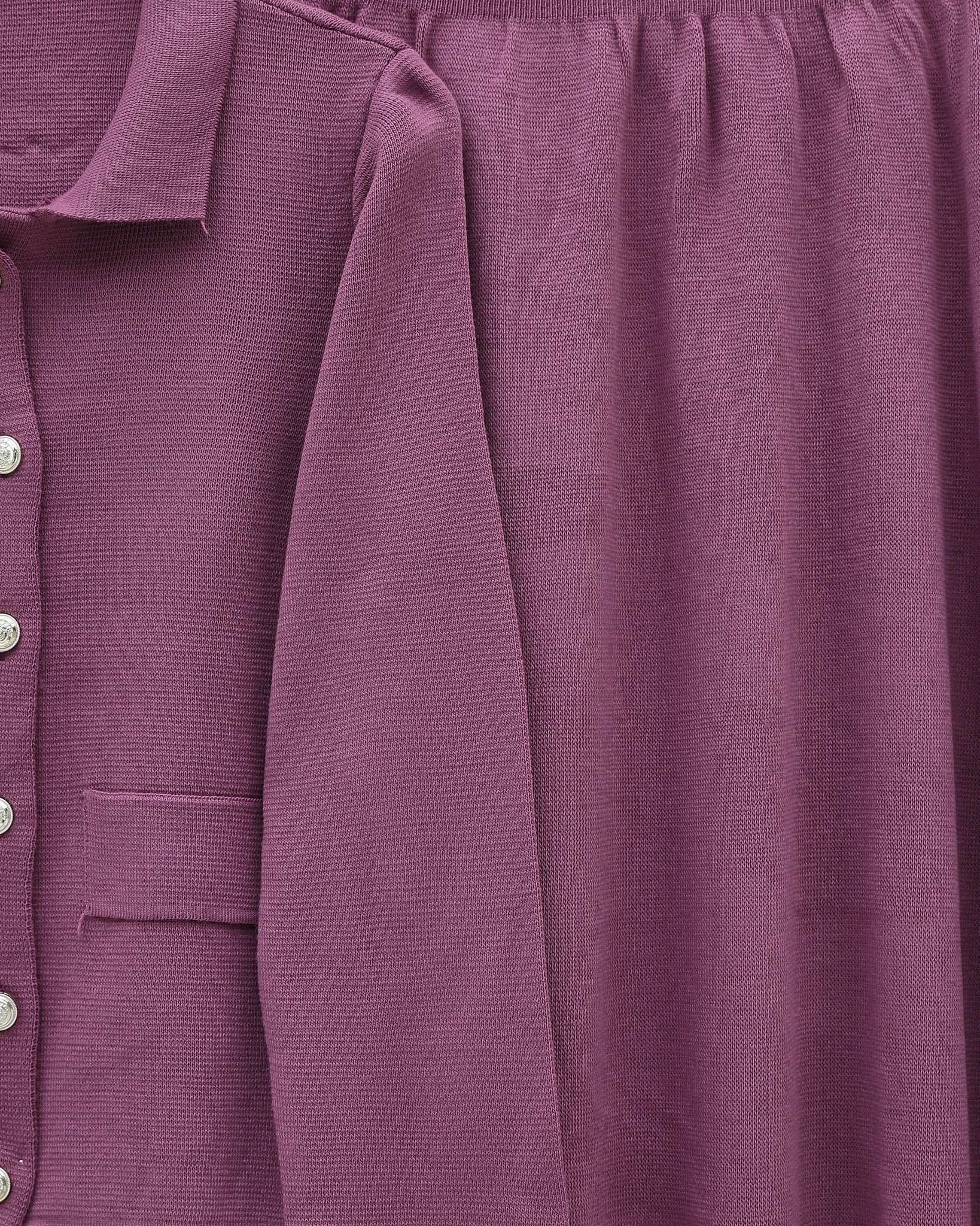 Button-Front Cardigan and Maxi Skirt Knit Set - Deep Plum - Podyumplus - by Peralane - photo 4