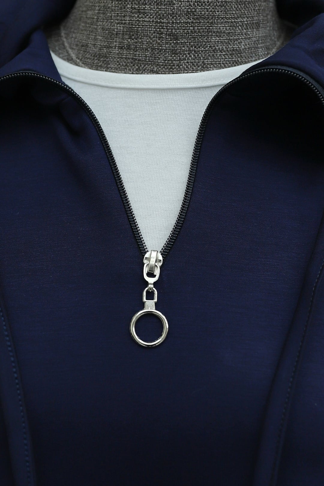 Tunnel Drawstring Stand Collar Long Back Tracksuit Set - Navy - Podyumplus - by Peralane - photo 6