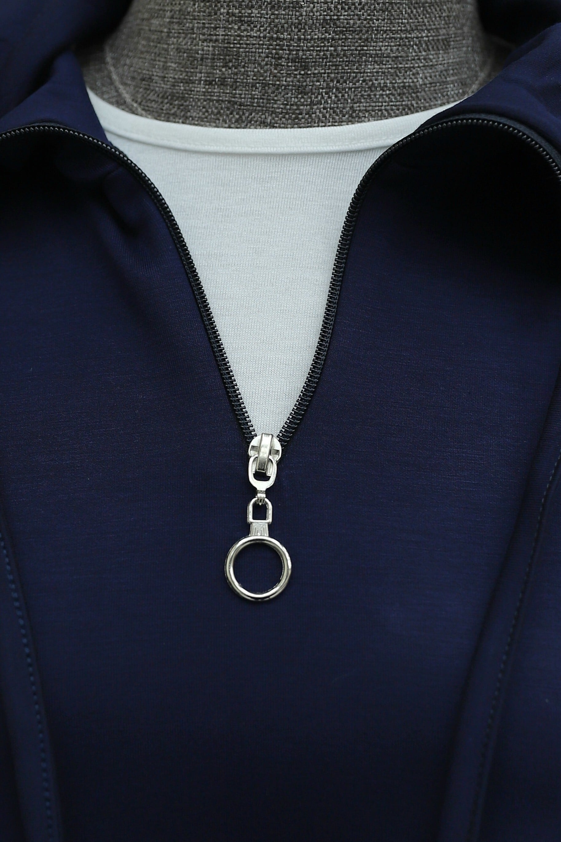 Tunnel Drawstring Stand Collar Long Back Tracksuit Set - Navy - Podyumplus - by Peralane - photo 6