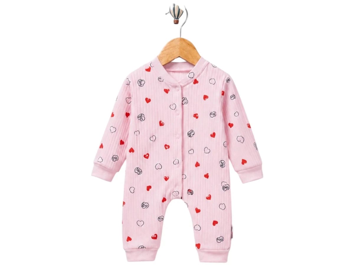 Heart Print Baby Girl Romper - Pink - Supermini - by Peralane