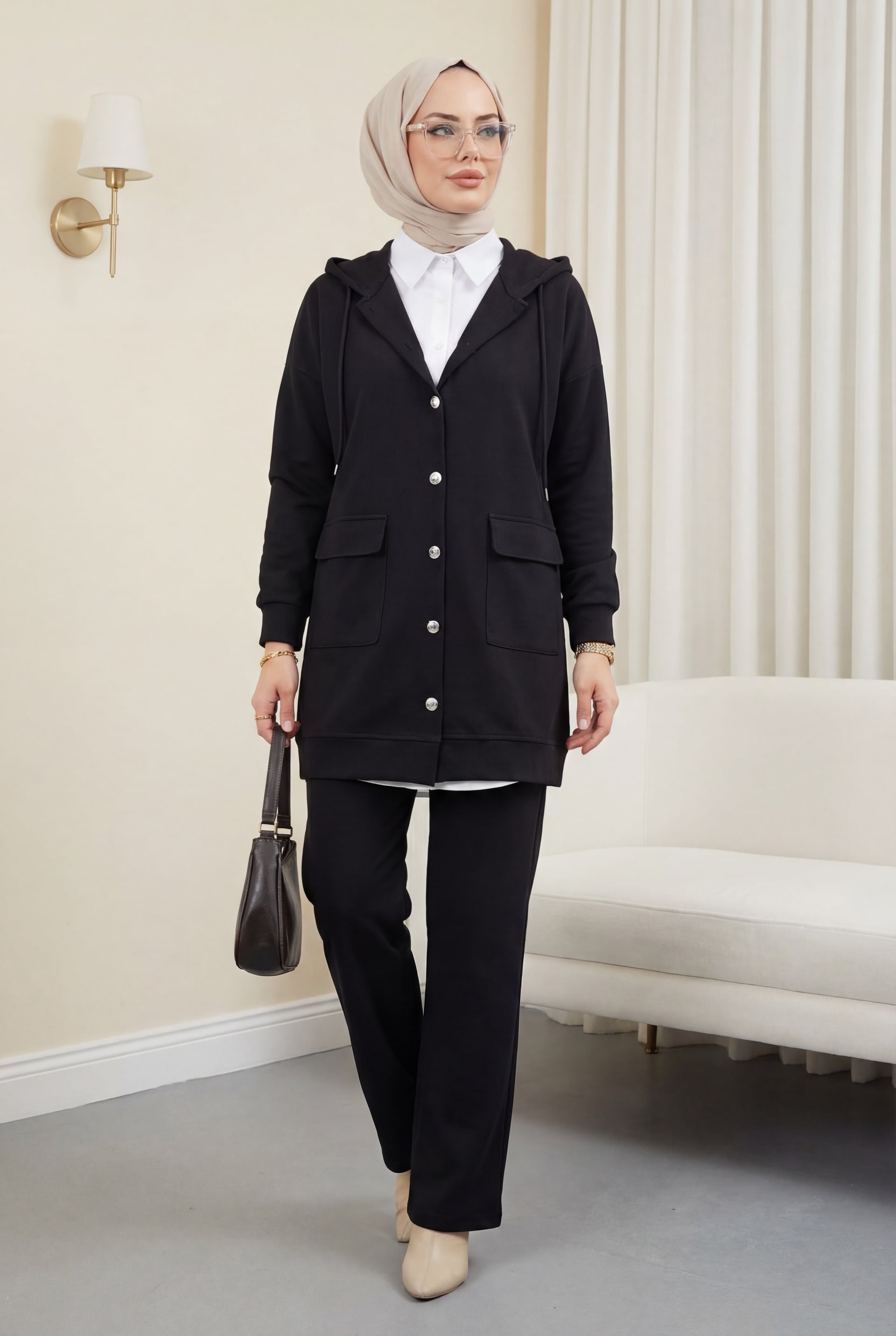 Hooded Jacket and Pants Set - Black - Podyumplus - by Peralane - photo 4