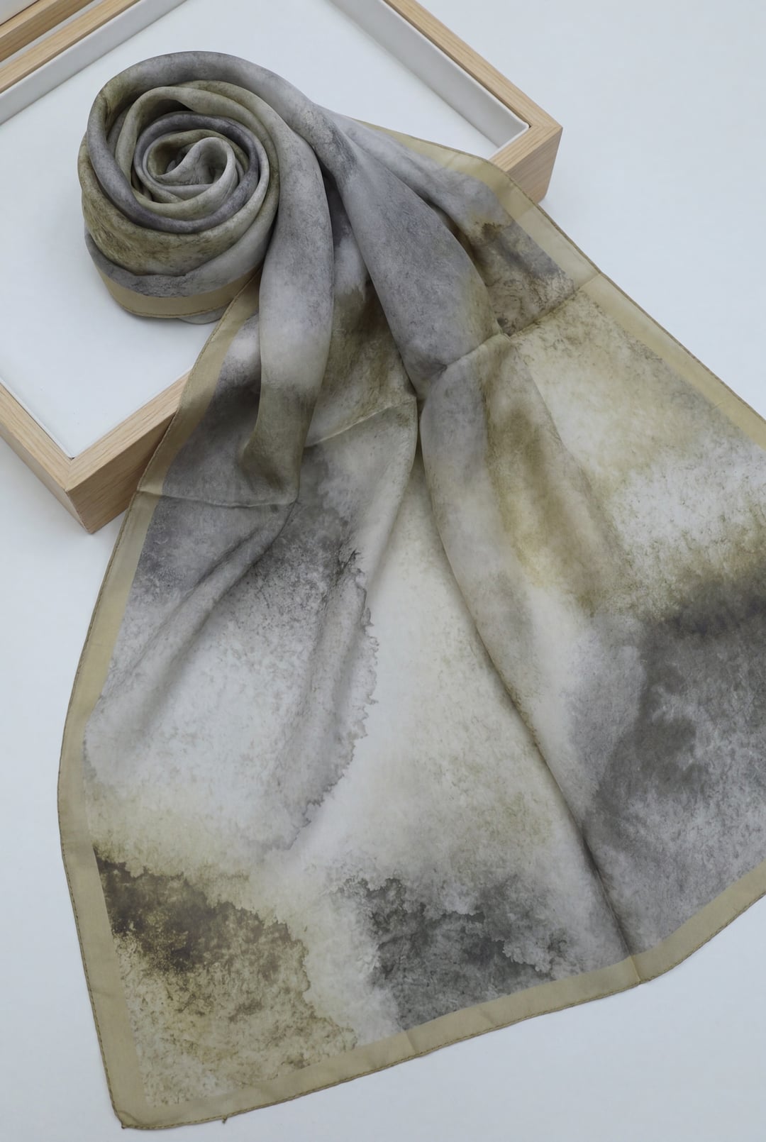 Marbled Print Vual Scarf - Oil Green - Podyumplus - by Peralane