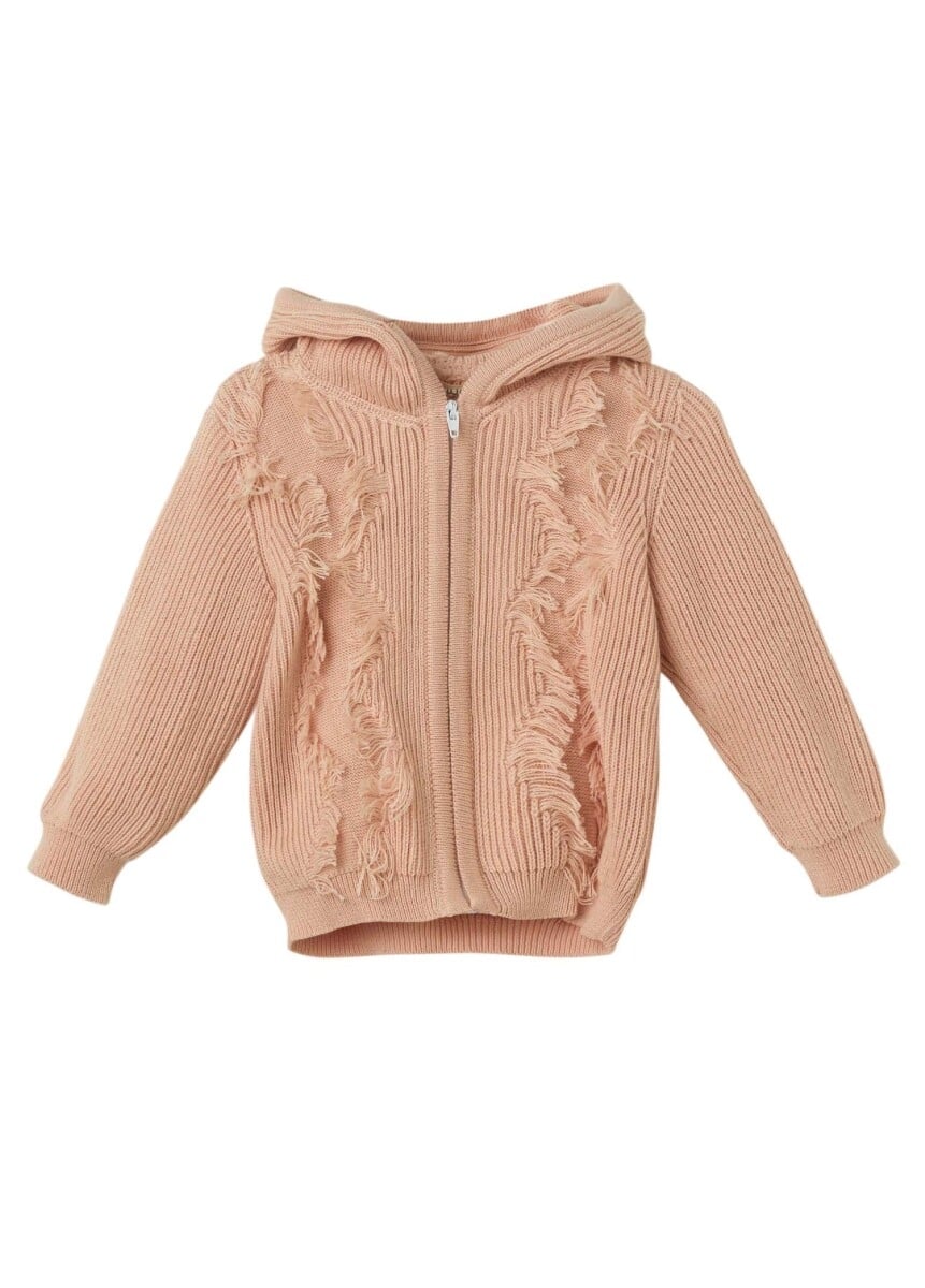 Girls Organic Cotton Hooded Frayed Cardigan 6-36M - Uludag Triko - by Peralane