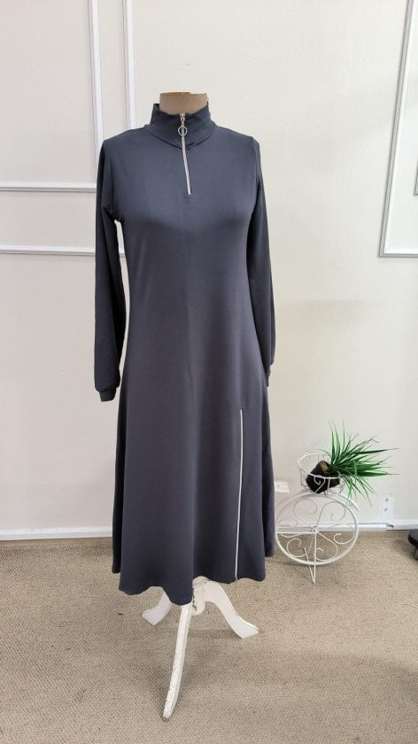 Women's Long Sleeve Zip Flared Midi Viscose Dress - Janes - by Peralane - photo 4