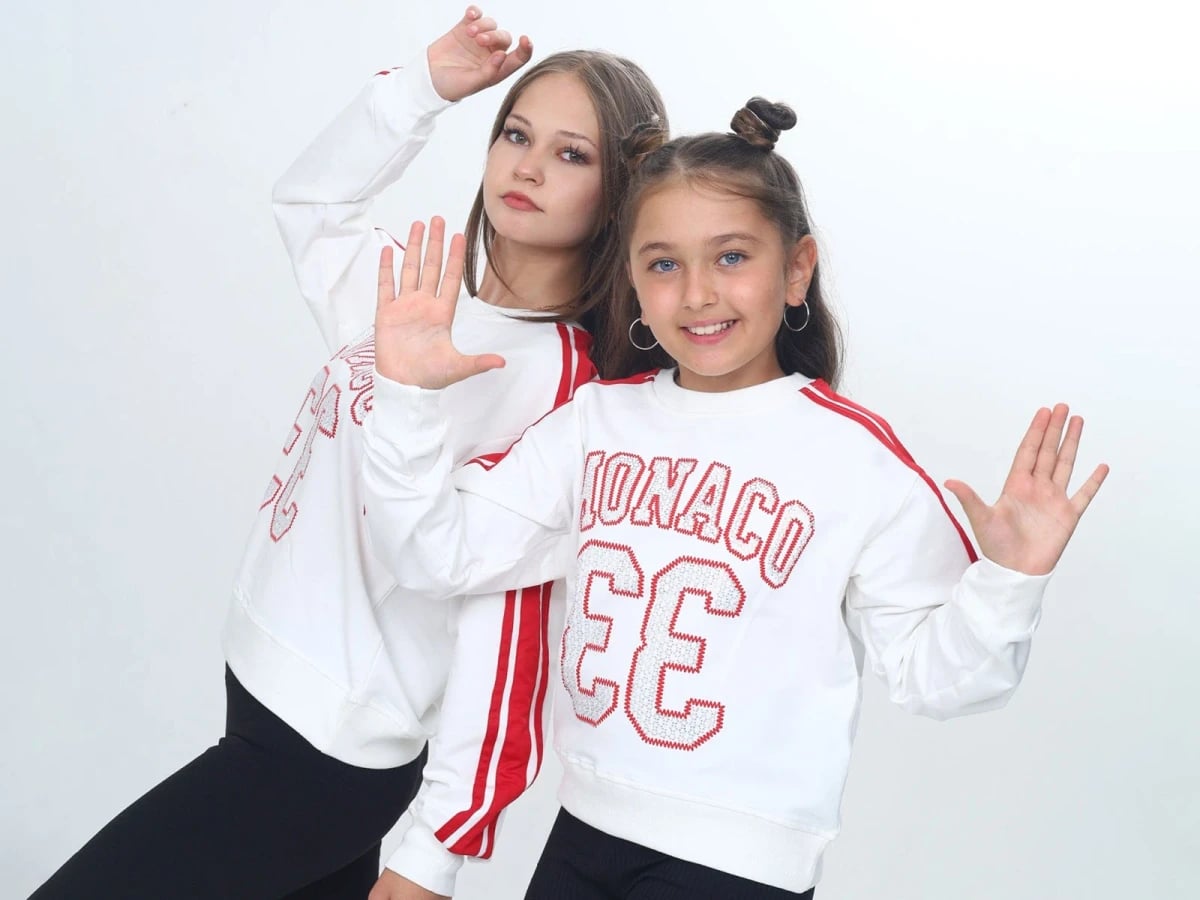 Girls' Red Trim Monaco Print Sweatshirt - Pack of 5 - Vizviz - by Peralane