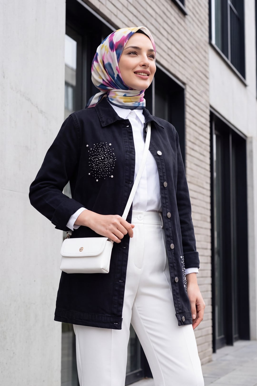 Women's Stone-Detailed Denim Jacket - Black - Podyumplus - by Peralane - photo 2
