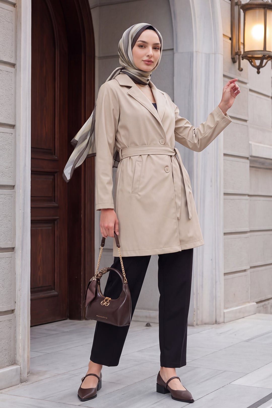 Women's Belted Short Trench Coat 5990 - Beige - Bigdart - by Peralane - photo 3