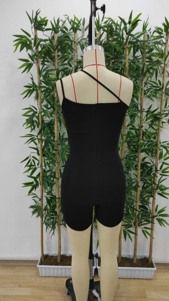 Women's Asymmetric Strap Mini Ribbed Romper - Janes - by Peralane - photo 10