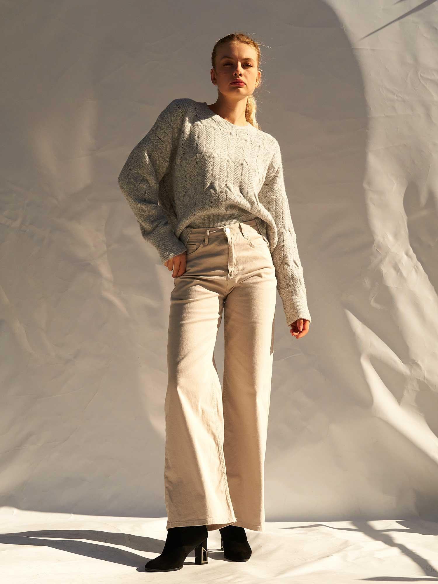 Light Grey Cable Knit Sweater - Lefon - by Peralane - photo 5