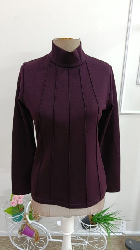 Women's Long Sleeve Turtleneck Ribbed Modal Blouse - Janes - by Peralane - photo 4