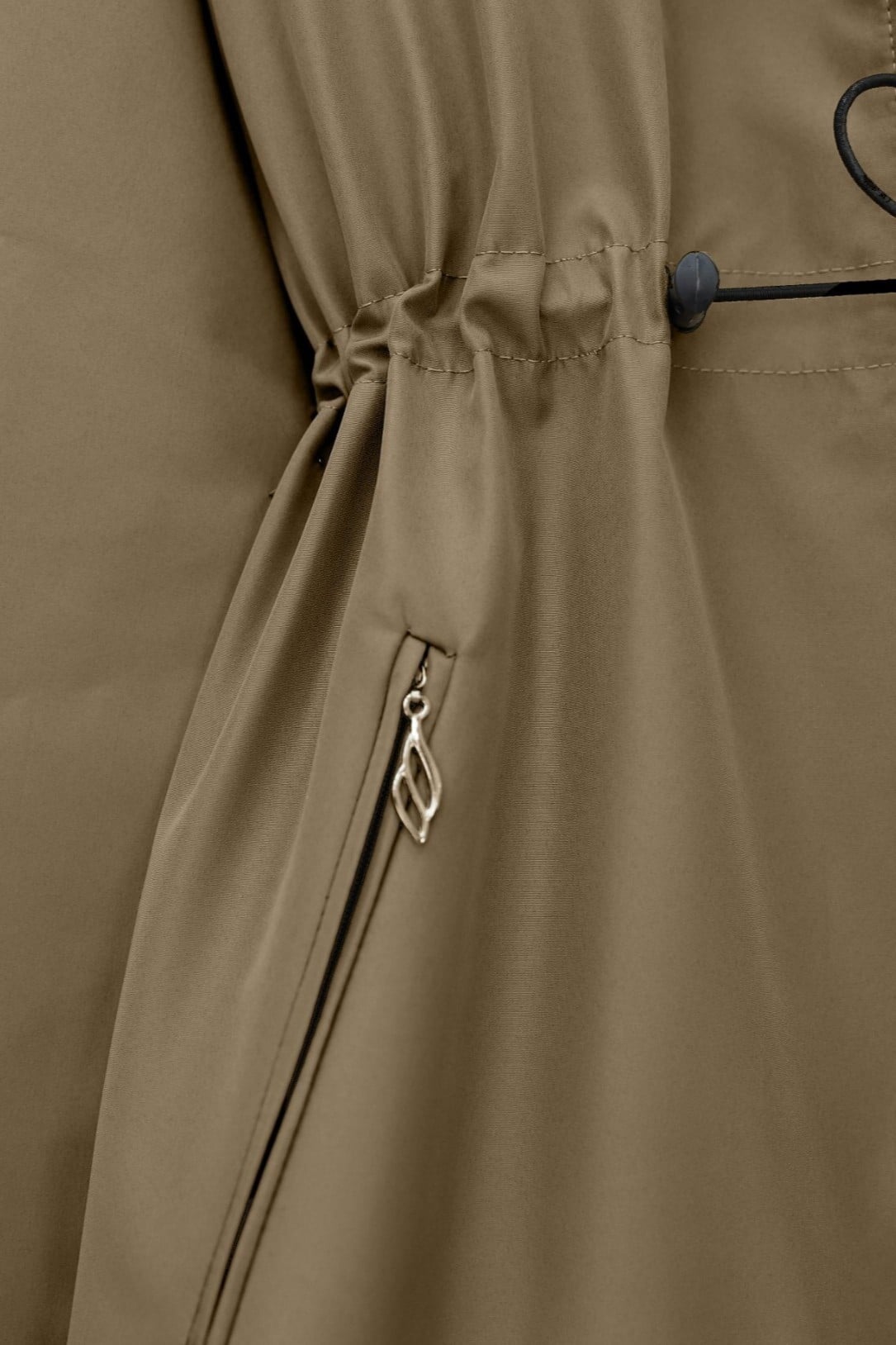 Women's Khaki Parka with Detachable Hood and Star Metal Details - Podyumplus - by Peralane - photo 4
