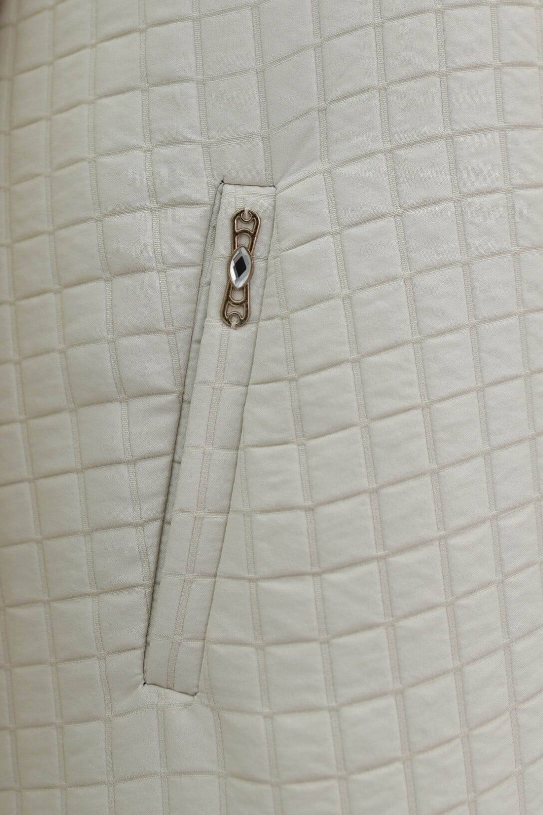 Chain Detail Long Quilted Coat - Stone - Podyumplus - by Peralane - photo 6
