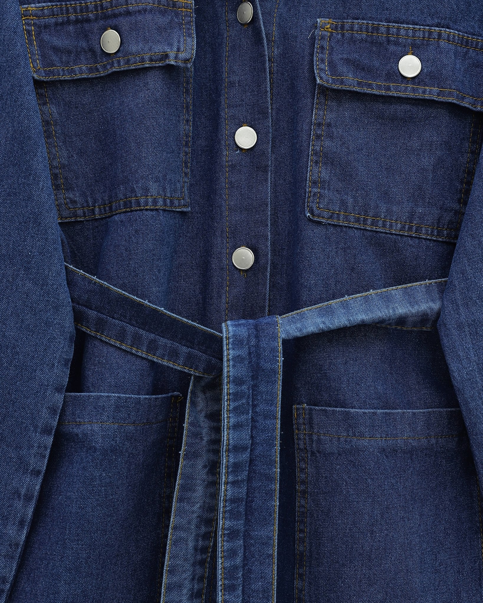 Indigo Denim Two-Piece Set with Jacket and Wide-Leg Trousers - Podyumplus - by Peralane - photo 6