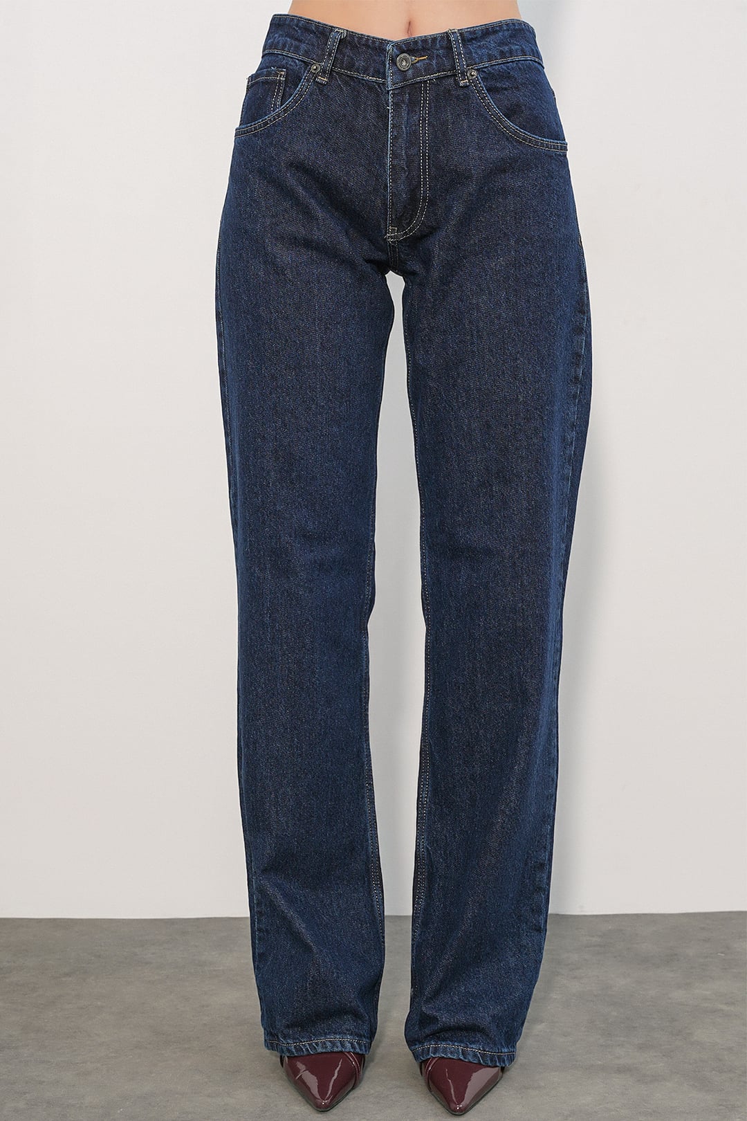 Women's Wide-Leg Sequin Detail Jeans 30124 - Dark Indigo - Bigdart - by Peralane